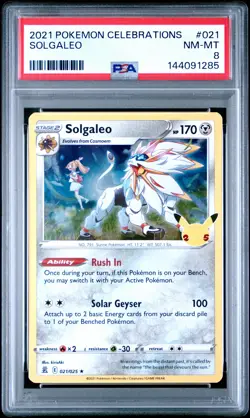 2021 POKEMON CELEBRATIONS #021 SOLGALEO PSA 8 - Image 1