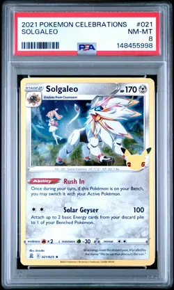 2021 POKEMON CELEBRATIONS #021 SOLGALEO PSA 8 - Image 1