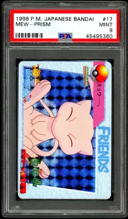1998 Pokemon MEW Japanese BANDAI CARDDASS Vending PRISM HOLO Card #17 - PSA 9 - Image 1