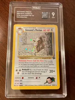 Giovanni’s Persian Holo Rare Card 8/132 Graded TAG 9 2000 Pokemon Gym Challenge - Image 1