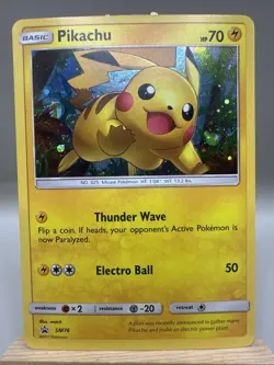 Pikachu SM76 Shining Legends Holo Black Star Promo Pokemon Card LP - Image 1