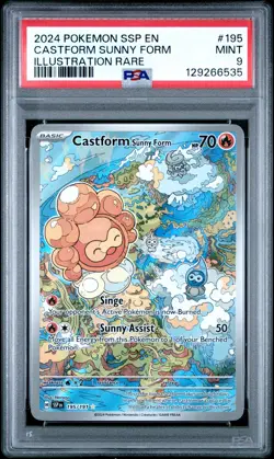 2024 POKEMON SSP EN-SURGING SPARKS IR #195 CASTFORM SUNNY FORM PSA 9 - Image 1