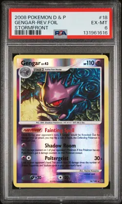 2008 POKEMON DIAMOND & PEARL STORMFRONT #18 GENGAR-REVERSE FOIL PSA 6 - Image 1