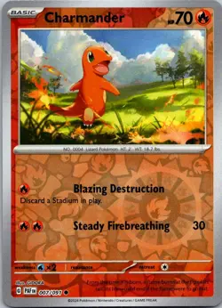 Charmander 007/091 Common Paldean Fates Pokemon Reverse Holo Near Mint - Image 1