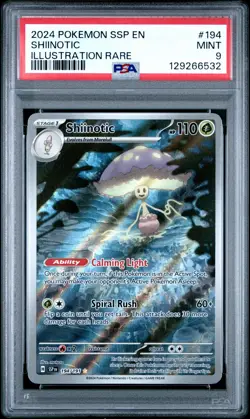 2024 POKEMON SSP EN-SURGING SPARKS IR #194 SHIINOTIC PSA 9 - Image 1