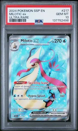 Milotic ex 217/191 Ultra Rare Surging Sparks Holo PSA 10 GEM MINT 2024 Pokemon - Image 1