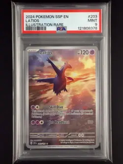 2024 POKEMON SSP EN-SURGING SPARKS ILLUSTRATION RARE #203 LATIOS PSA 9 - Image 1