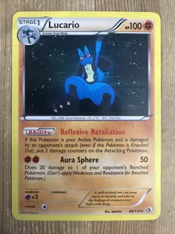 Lucario 80/113 - Black & White Legendary Treasures Holo - Pokemon Card - MP - Image 1