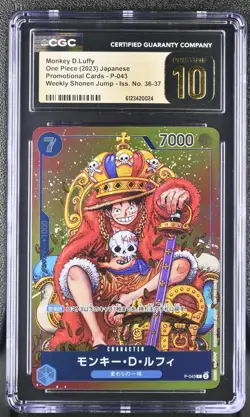 CGC 10 Pristine Monkey D Luffy P-043 Weekly Shonen Jump Promo One Piece Japanese - Image 1