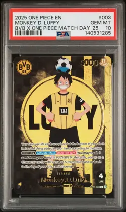 PSA 10 - Monkey D. Luffy ST13-003 - One Piece BVB Dortmund Collaboration Promo - Image 1