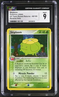 CGC 9 Skiploom EX Team Rocket Returns 49/109 Reverse Holo STAMPED Pokemon Card - Image 1