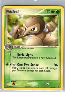 Nuzleaf 43/107 Non Holo Deoxys - Pokemon Card - NM - Image 1