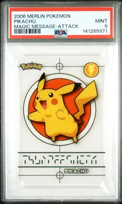 PSA 9 - Pikachu Attack Clear Card Pokemon Magic Message Cards 2006 Merlin POP 1 - Image 1