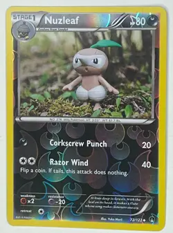 Nuzleaf #72/122 XY BREAKPoint Pokemon Reverse Holo Uncommon Card - Image 1