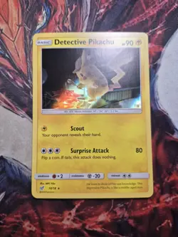 Detective Pikachu 10/18 Holo Rare LP Pokemon Card TCG - Image 1