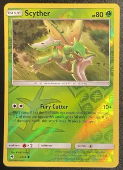 Scyther Reverse Holo Common 3/214 Pokemon TCG Sun & Moon Lost Thunder NM - Image 1