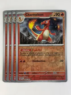 Pokemon TCG Paldean Fates 4x Playset Reverse Holographic Charmeleon 008/091 NM - Image 1