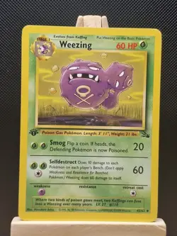 Pokemon 1999 WOTC 1st Edition Fossil Weezing 45/62 - Excellent - Image 1