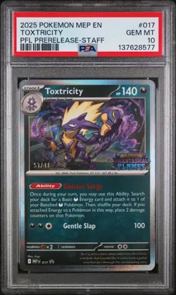 PSA 10 - Toxtricity 017 MEP Phantasmal Flames STAFF Stamped Promo Pokemon Gem Mt - Image 1