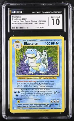 CGC 10 Blastoise 003/034 Holo Pokemon TCG Classic CLB Deck English 2023 Gem Mint - Image 1
