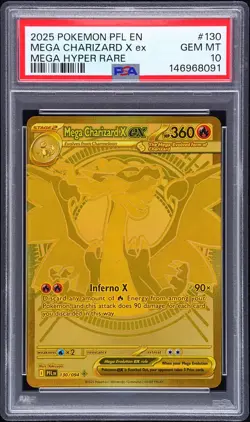 PSA 10 Mega Charizard X ex 130/094 Gold Hyper Rare Pokemon Phantasmal Flames Gem - Image 1