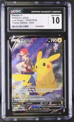 CGC 10 - Pikachu V TG16/TG30 Lost Origin Trainer Gallery Pokemon Sword & Shield - Image 1