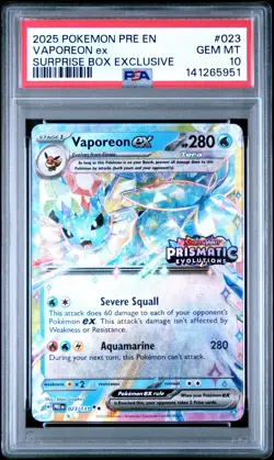 PSA 10 - Vaporeon ex 023/131 Stamped Promo Prismatic Evolutions Surprise Pokemon - Image 1