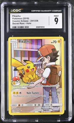 CGC 9 - Pikachu 241/236 Secret Rare - Pokemon Cosmic Eclipse Sun & Moon Mint - Image 1