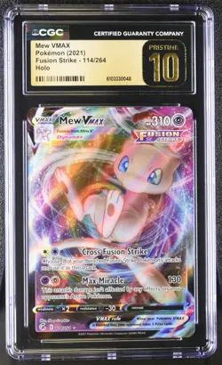 CGC 10 Pristine Mew VMAX 114/264 Ultra Rare Fusion Strike Pokemon Sword & Shield - Image 1
