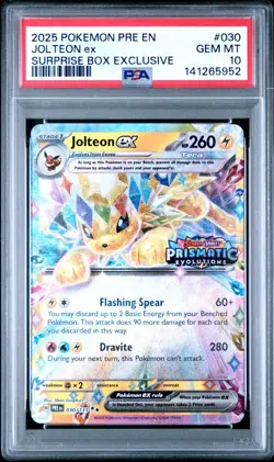 PSA 10 - Jolteon ex 030/131 Stamped Promo Prismatic Evolutions Surprise Pokemon - Image 1
