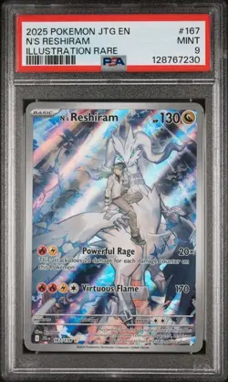 PSA 9 N'S Reshiram 167 Illustration Rare Pokemon 2025 Journey Together - Image 1