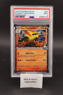 Ethan's Typhlosion 034/182 Sv10: Destined Rivals Holo Pokemon PSA 9 Pre Release - Image 1