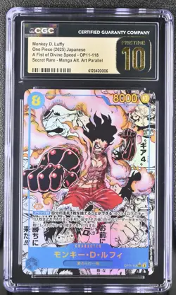 CGC 10 Pristine Monkey D. Luffy OP11-118 Manga Alternate Art One Piece Japanese - Image 1