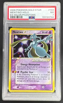 133124744 Mewtwo Gold Star 2006 Pokemon EX Holon Phantoms #103 Holo PSA 7 - Image 1