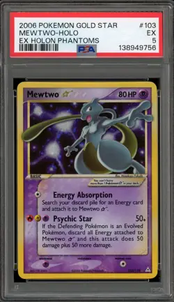 Pokemon - Mewtwo Gold Star - 2006 EX Holon Phantoms - PSA 5 - Image 1
