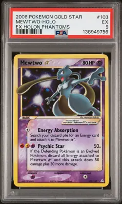Pokemon - Mewtwo Gold Star - 2006 EX Holon Phantoms - PSA 5 - Image 2
