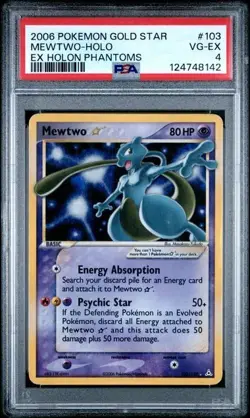 2006 POKEMON EX HOLON PHANTOMS #103 MEWTWO GOLD STAR-HOLO PSA 4 - Image 1
