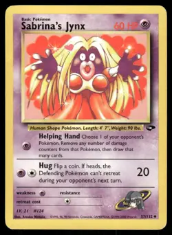 Pokemon Cards Sabrina's Jynx 57/132 Unlimited Gym Challenge Uncommon MP - Image 1