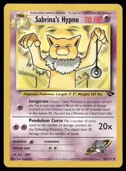 Pokemon Cards Sabrina's Hypno 56/132 Unlimited Gym Challenge Uncommon LP - Image 1