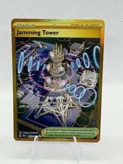 Pokemon Jamming Tower 243/182 Sv10 Destined Rivals Hyper Rare Holo Trainer - Image 1