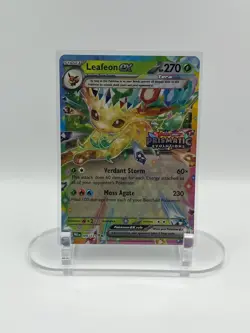 2025 POKEMON PRISMATIC EVOLUTIONS LEAFEON EX 006/131 STAMPED DOUBLE RARE NM - Image 1