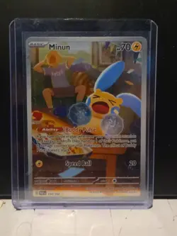 Pokemon - Minun 194/182 Illustration Rare Holofoil - SV04: Paradox Rift - NM - Image 1