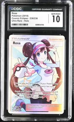 CGC 10 GEM MINT Rosa 2019 Cosmic Eclipse 236/236 Ultra Rare Holo Pokemon Card - Image 1