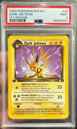 2000 Pokemon Dark Jolteon Team Rocket 1st Edition 38/82 PSA 9 Mint - Image 1