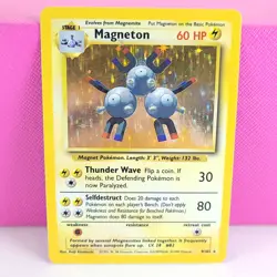 Pokemon Magneton 9/102 Base Set Unlimited Holo Rare HP - Image 1