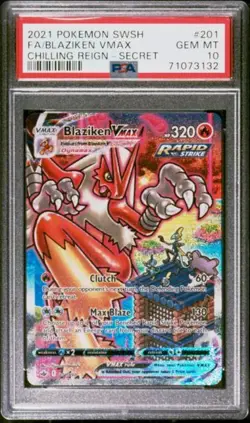 Blaziken VMAX 201/198 PSA 10 Gem Mint Chilling Reign Alternate Art POKEMON Card - Image 1