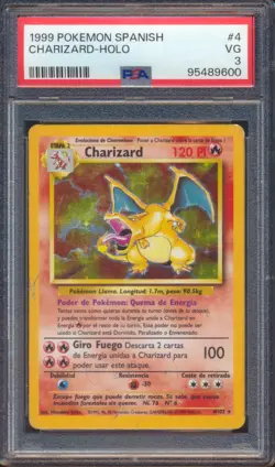 1999 POKEMON SPANISH CHARIZARD #4 HOLO PSA 3! - Image 1