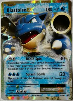Pokemon TCG Blastoise EX Holo Ultra Rare 21/108 Evolutions 2016 - Image 1