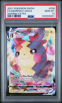 2021 POKEMON SWORD & SHIELD SHINING FATES #038 FULL ART/MORPEKO VMAX PSA 10 - Image 1