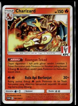 KFC Charizard 181/SM-P Indonesia Indonesian Chaki Kids Promo Pokemon Card (MP) - Image 1